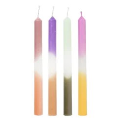 Xenos Dinerkaarsen-Dinerkaars dipdye - beige/paars - ø2.15x25 cm