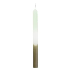 Xenos Dinerkaarsen-Dinerkaars dipdye - groen/wit - ø2.15x25 cm