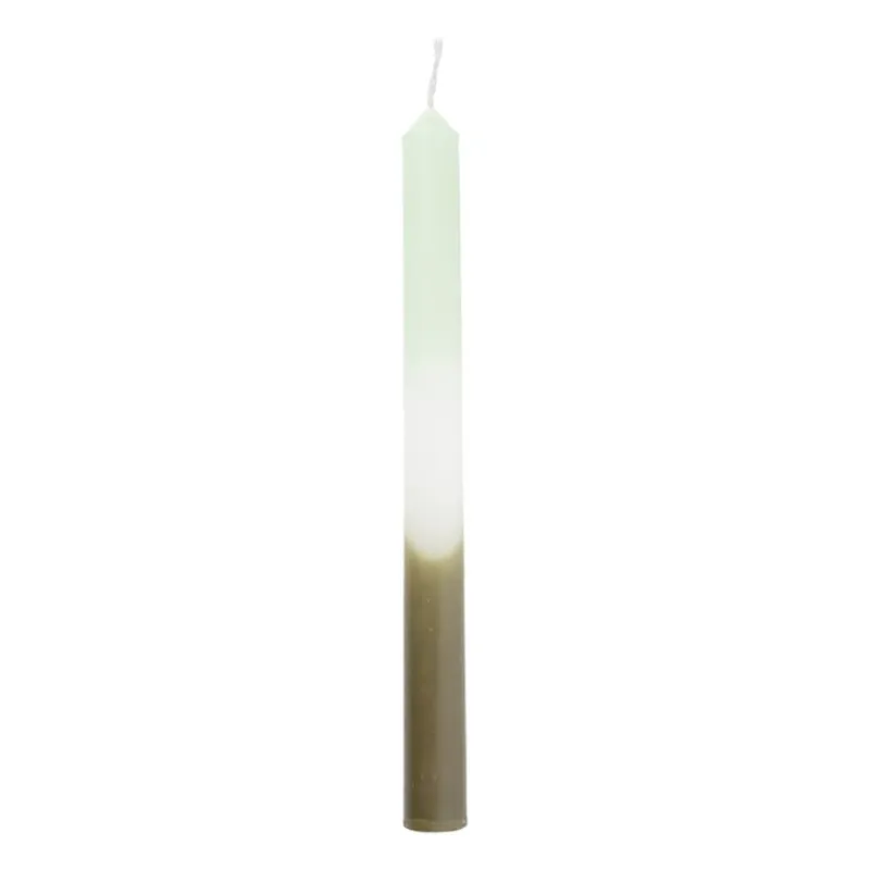 Xenos Dinerkaarsen-Dinerkaars dipdye - groen/wit - ø2.15x25 cm