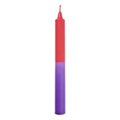 Xenos Dinerkaarsen-Dinerkaars dip-dye - rood/paars - ø1.85x20 cm