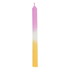 Xenos Dinerkaarsen-Dinerkaars dipdye - roze/oranje - ø2.15x25 cm