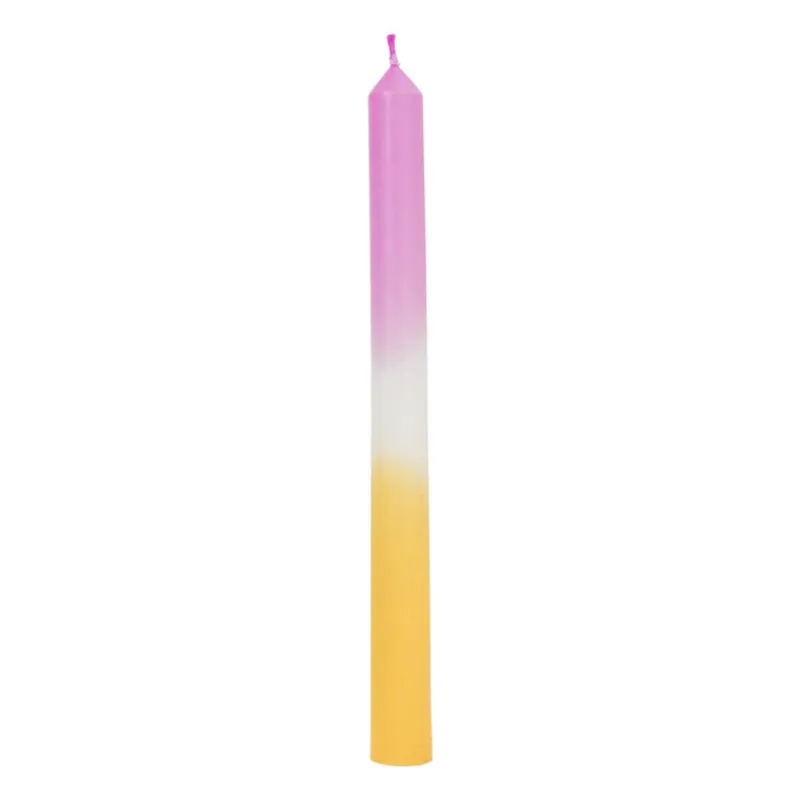 Xenos Dinerkaarsen-Dinerkaars dipdye - roze/oranje - ø2.15x25 cm