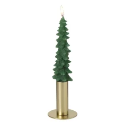 Xenos Kerstcadeaus|Dinerkaarsen-Dinerkaars klein - groen - ø4x15 cm