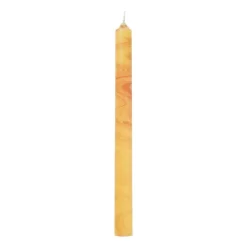 Xenos Dinerkaarsen-Dinerkaars marble - oranje/geel - ø2.15x25 cm