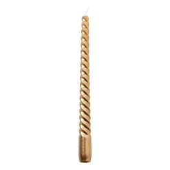 Xenos Kerstcadeaus|Dinerkaarsen-Dinerkaars metallic twist - roségoud - ø2x25 cm