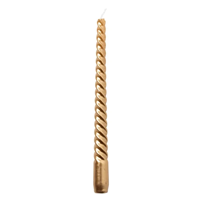 Xenos Kerstcadeaus|Dinerkaarsen-Dinerkaars metallic twist - roségoud - ø2x25 cm