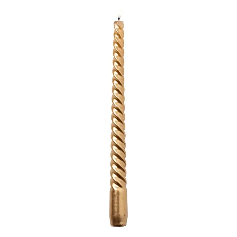 Xenos Kerstcadeaus|Dinerkaarsen-Dinerkaars metallic twist - roségoud - ø2x25 cm