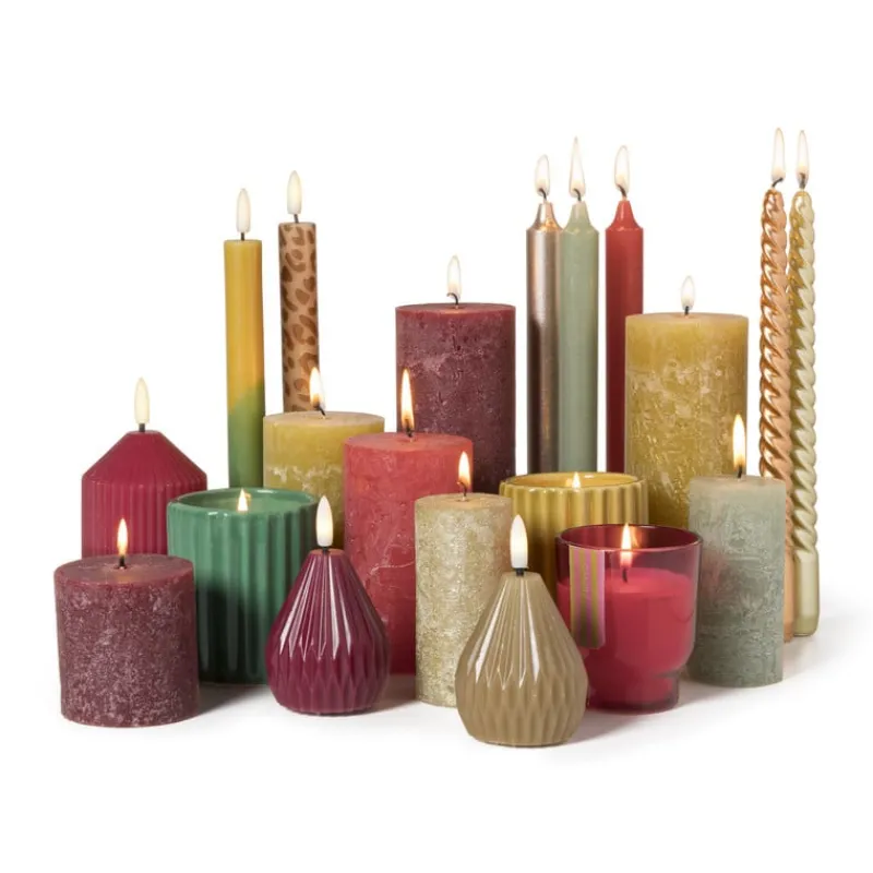 Xenos Dinerkaarsen-Dinerkaars rustiek - lindegroen - ø2x24 cm