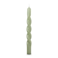 Xenos Dinerkaarsen-Dinerkaars twist - groen - ø2.5x20.5 cm