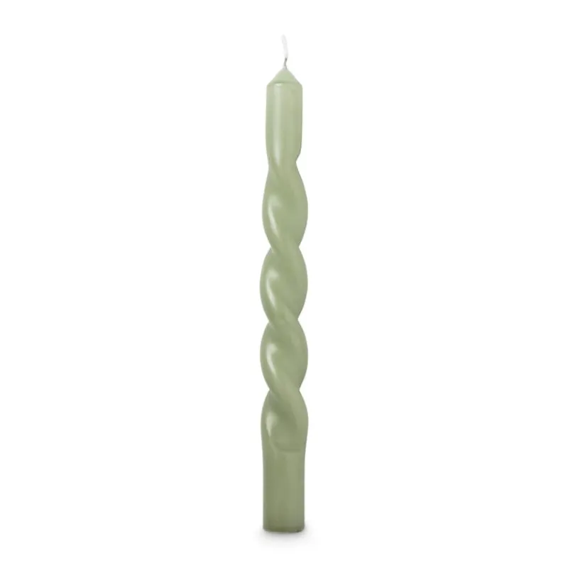 Xenos Dinerkaarsen-Dinerkaars twist - groen - ø2.5x20.5 cm