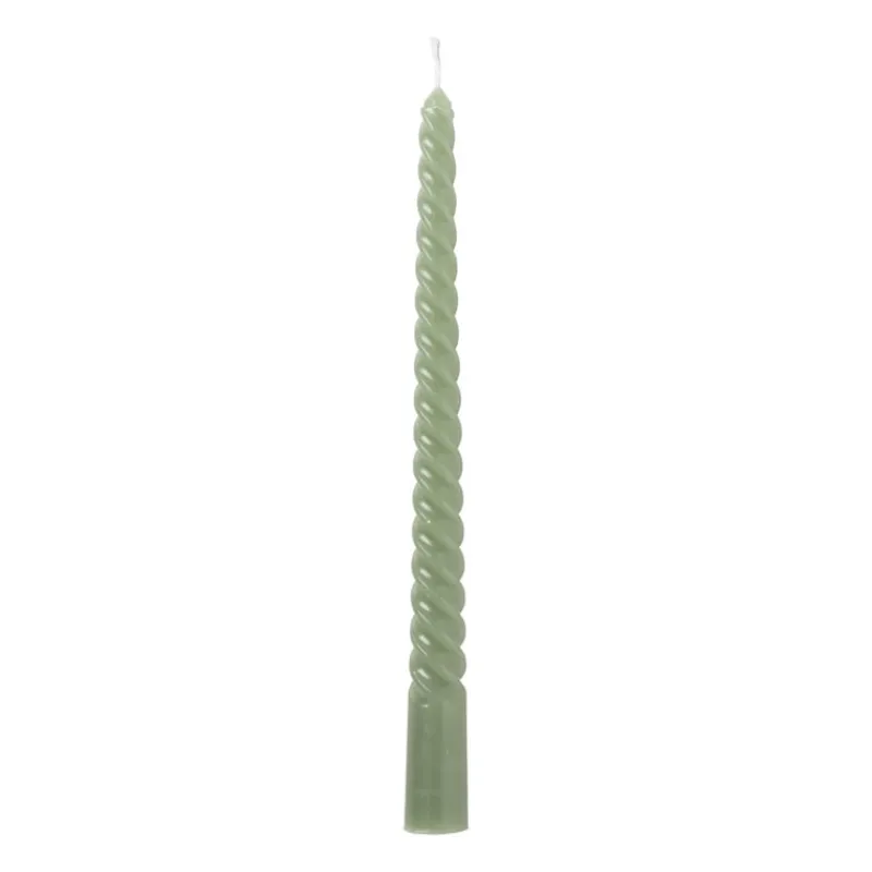 Xenos Dinerkaarsen-Dinerkaars twist - groen - ø2.15x25 cm