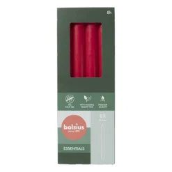Bolsius Dinerkaarsen-Dinerkaarsen box rood - set van 8 - ø2x23 cm