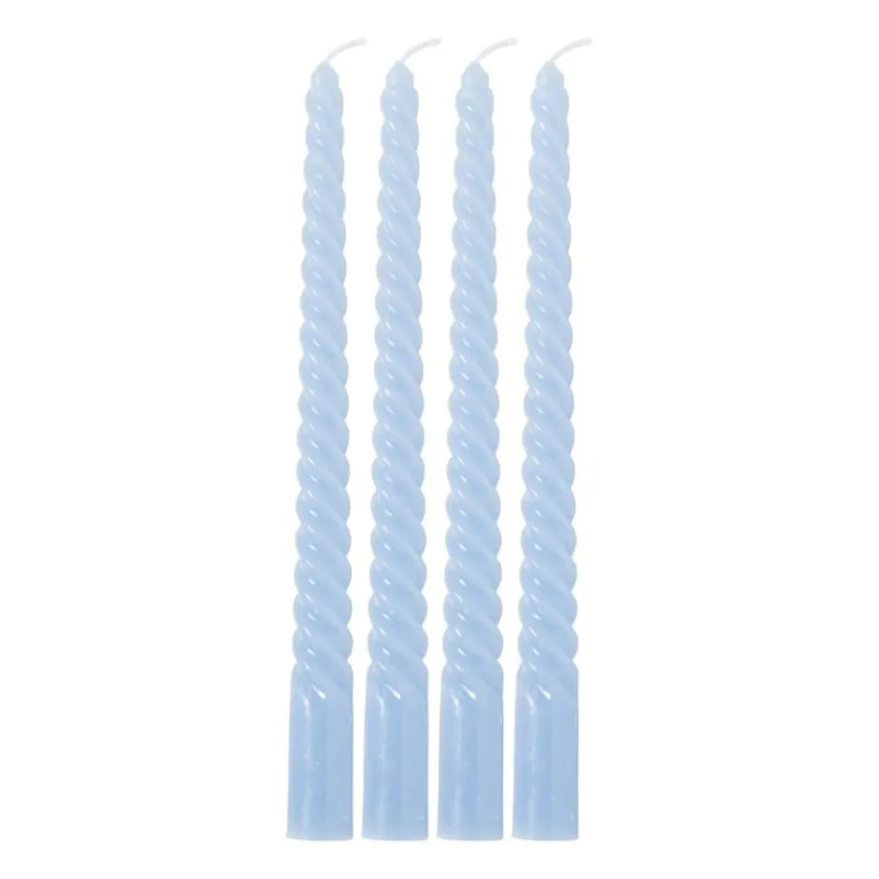 Xenos Dinerkaarsen-Dinerkaarsen twist - blauw - set van 4