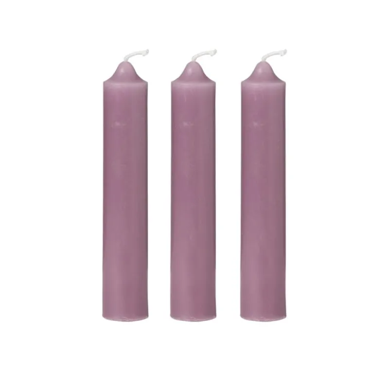 Xenos Dinerkaarsen-Dinerkaarsjes - set van 3 - paars - ø2x12 cm