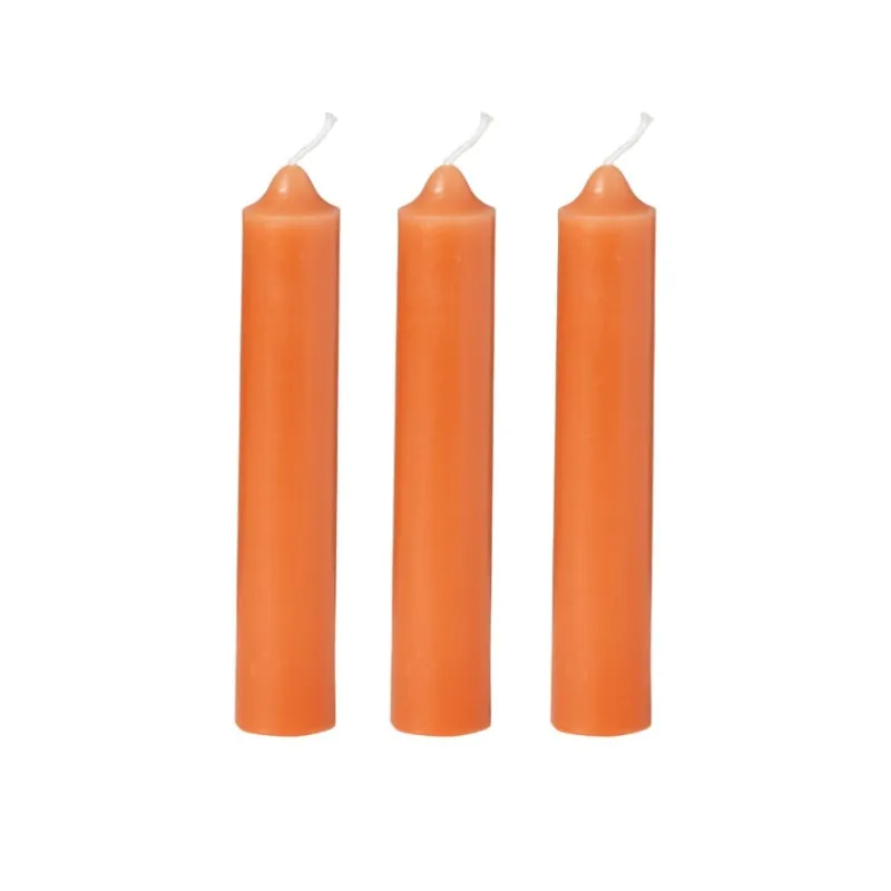 Xenos Dinerkaarsen-Dinerkaarsjes - set van 3 - oranje - ø2x12 cm