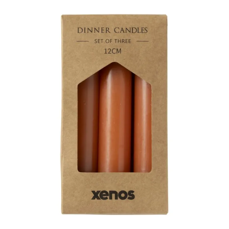Xenos Dinerkaarsen-Dinerkaarsjes - set van 3 - oranje - ø2x12 cm