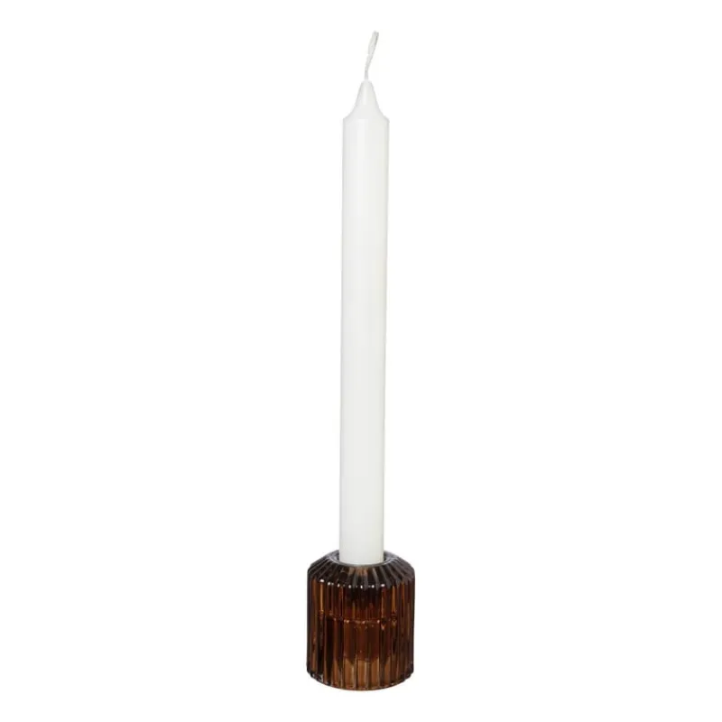 Xenos Waxinelichthouders|Kandelaars-Diner/theelichthouder - lichtbruin - ø5.5x6 cm