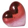 Xenos Decoratieve Beelden-Disco hart ornament - roze - 18.5x10x17.6 cm