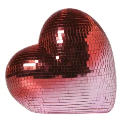 Xenos Decoratieve Beelden-Disco hart ornament - roze - 18.5x10x17.6 cm