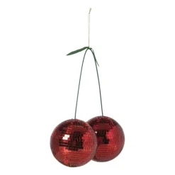 Xenos Decoratieve Beelden-Disco kersen ornament - rood - 25x20x10 cm