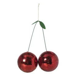Xenos Decoratieve Beelden-Disco kersen ornament - rood - 25x20x10 cm