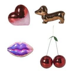 Xenos Decoratieve Beelden-Disco lippen - roze - 12.5x22.5x4 cm