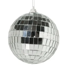 Xenos Kerstballen-Discobal - zilverkleurig - ø8 cm
