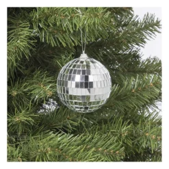 Xenos Kerstballen-Discobal - zilverkleurig - ø8 cm