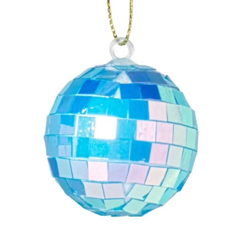 Xenos Kersthangers|Kerstballen-Discobal blauw - set van 6 - ø4 cm