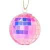 Xenos Kersthangers|Kerstballen-Discobal roze - set van 6 - ø4 cm