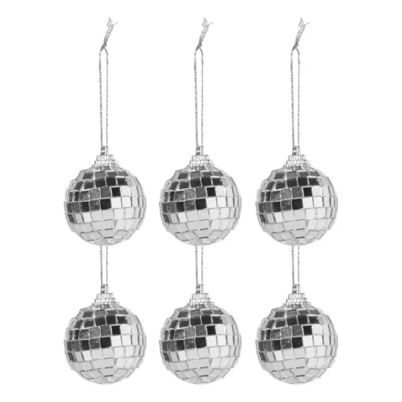 Xenos Kerstcadeaus|Kerstballen-Discobal zilver - set van 6 - ø4 cm