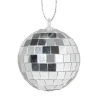 Xenos Kersthangers|Kerstballen-Discobal zilverkleurig - set van 6 - ø4 cm