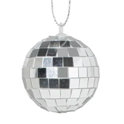 Xenos Kersthangers|Kerstballen-Discobal zilverkleurig - set van 6 - ø4 cm