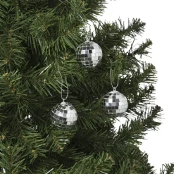 Xenos Kersthangers|Kerstballen-Discobal zilverkleurig - set van 6 - ø4 cm