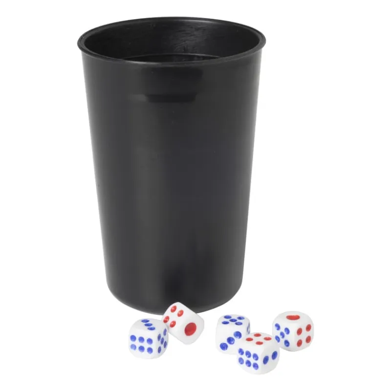 Xenos Spellen-Dobbelstenen met beker - set van 6