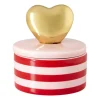 Xenos Sieraden Opbergen-Doosje met hart deksel - roze/rood - ø8x9 cm