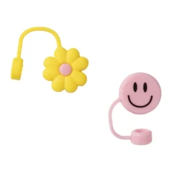 Xenos Rietjes-Dop voor rietjes set van 2 - geel/roze