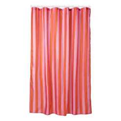 Xenos Douchegordijnen-Douchegordijn gestreept - roze/oranje - 180x200 cm