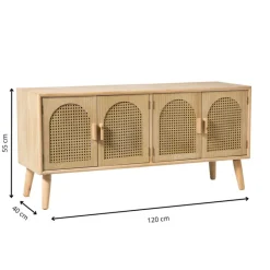 Xenos Dressoir-Dressoir Flores met ovalen vlakken - bruin - 55x120x40 cm