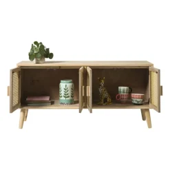 Xenos Dressoir-Dressoir Flores met ovalen vlakken - bruin - 55x120x40 cm