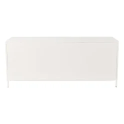 Xenos Tv Meubels|Kast Met Deuren-Dressoir Luca met geribbeld glazen deurtjes - offwhite - 50x120x42 cm