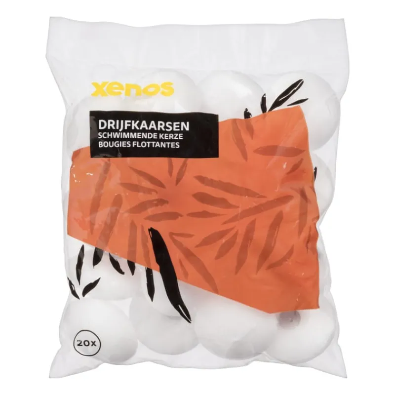 Xenos Drijfkaarsen-Drijfkaarsen - wit - 20 stuks