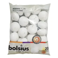 Bolsius Drijfkaarsen-Drijfkaarsen - wit - set van 20