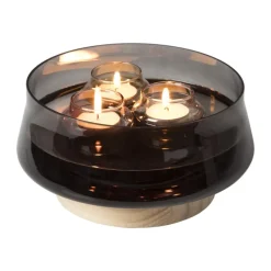 Xenos Kerstcadeaus|Waxinelichthouders-Drijvende theelichthouders - bruin - set van 3