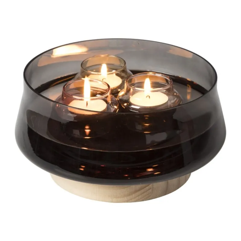 Xenos Kerstcadeaus|Waxinelichthouders-Drijvende theelichthouders - bruin - set van 3