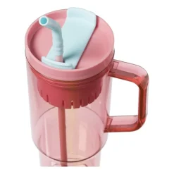 Xenos Drinkflessen|Kinderservies-Drinkbeker met rietje Titan - roze - 1 liter