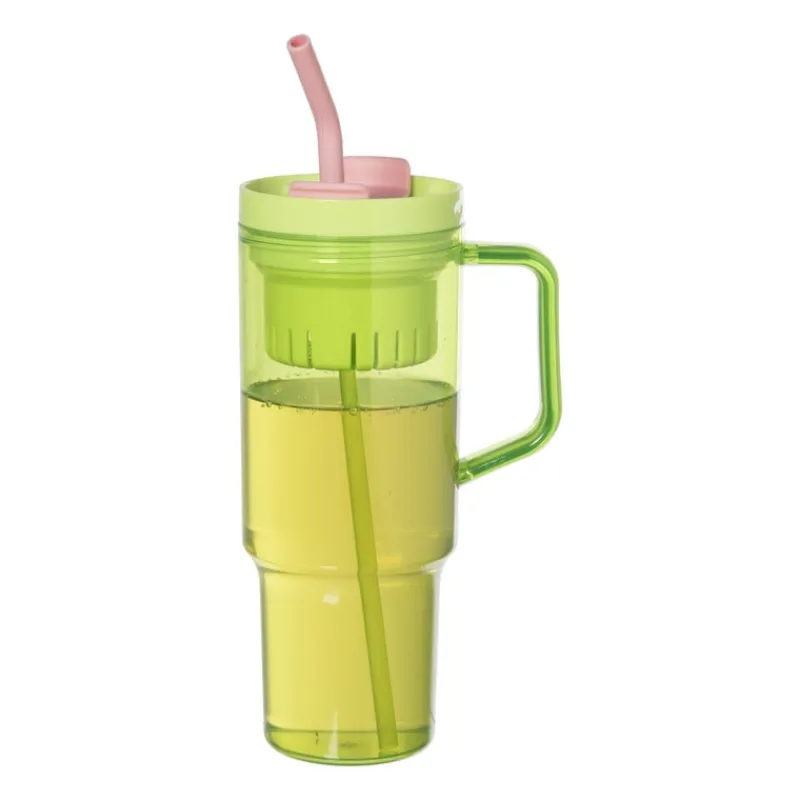 Xenos Drinkflessen|Kinderservies-Drinkbeker met rietje Titan - groen - 1 liter