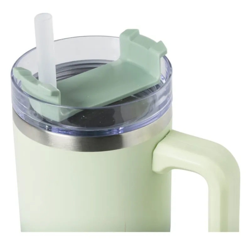 Xenos Drinkflessen-Drinkbeker thermo met draaideksel - groen - 600 ml