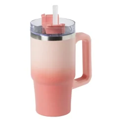 Xenos Drinkflessen|Kerstcadeaus-Drinkbeker thermo met draaideksel - roze - 600 ml