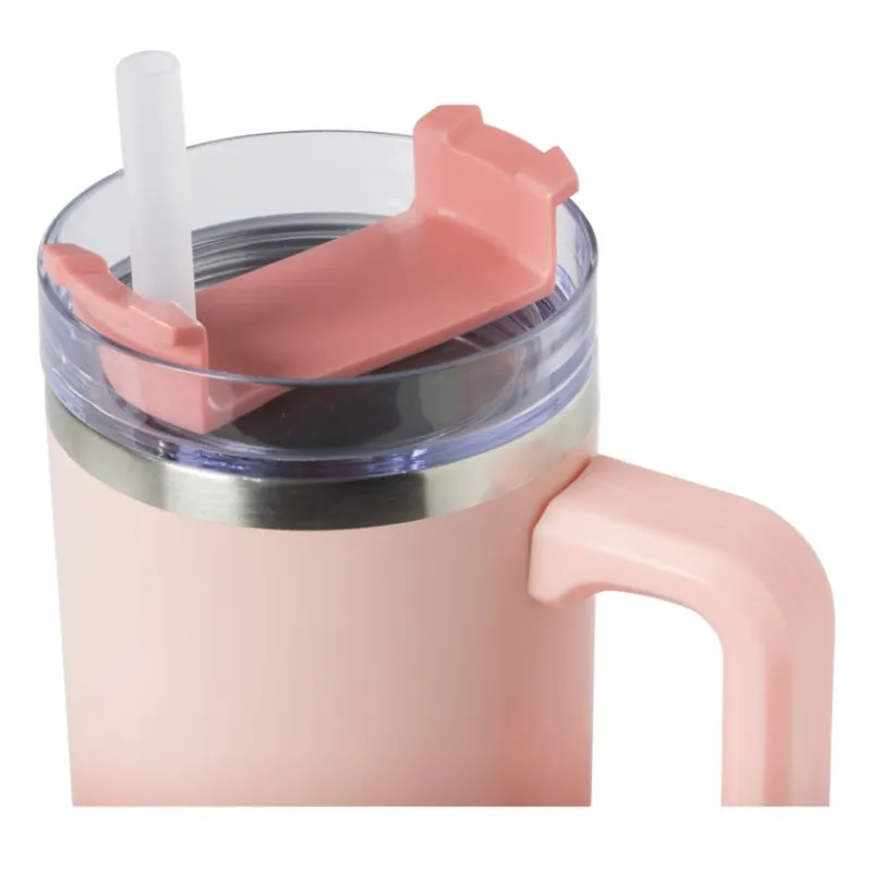 Xenos Drinkflessen|Kerstcadeaus-Drinkbeker thermo met draaideksel - roze - 600 ml